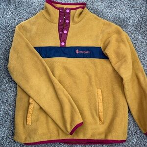 Cotopaxi Mustard Fleece with Navy and Magenta Accents